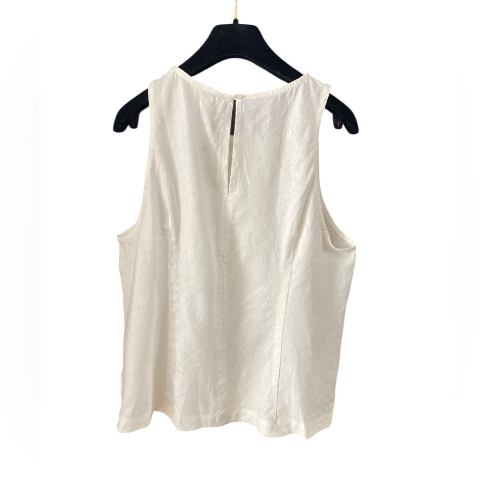Max Studio White Linen Blend Sleeveless Tank Top - Picture 2 of 12